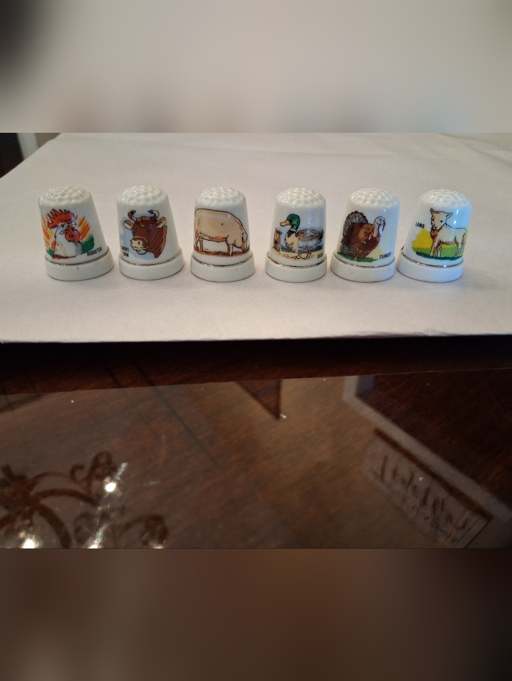Vintage Farm Animal Thimble Set